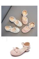Sandalias de princesa para niños y niñas, zapatos de cuero de tacón alto con suela suave y lazo antideslizante, novedad de verano, 2024 - details 6