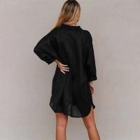 Para Praia blanco nuevo verano camisa de murciélago largo de algodón traje de baño cubierta Ups 2024 Sexy playa Polka Maxi vestido mujeres Bikini ropa de playa - details 7