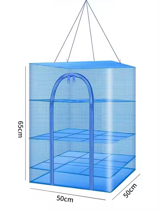 Red de Secado Plegable de 5 Capas 19.7"x19.7"x37.4" Ideal para Secar Semillas, Pescado, Verduras, Frutas, Hierbas Soporte de Jaula de Plantas al Aire Libre - 1