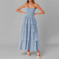 Vestido Largo de Moda Elegante sin Tirantes de Color Sólido para Mujer Primavera 2025 - details 4