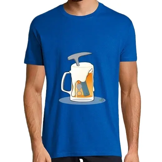 Hombre, manga corta, azul royal, calidad extra Camisetas CERVEZA,Pack Regalo Camiseta Personalizada - 1