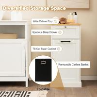 Armario para ropa sucia, cesto de madera para ropa sucia con 1 cajón, armario de suelo con cesta extraíble de lavandería, para baño, lavandería, 40x37x82cm - details 4