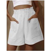 Novedad de Verano Pantalones Cortos Informales para Mujer Talla Grande, Cintura Alta, Ancho de Pierna, Dos Bolsillos - details 4
