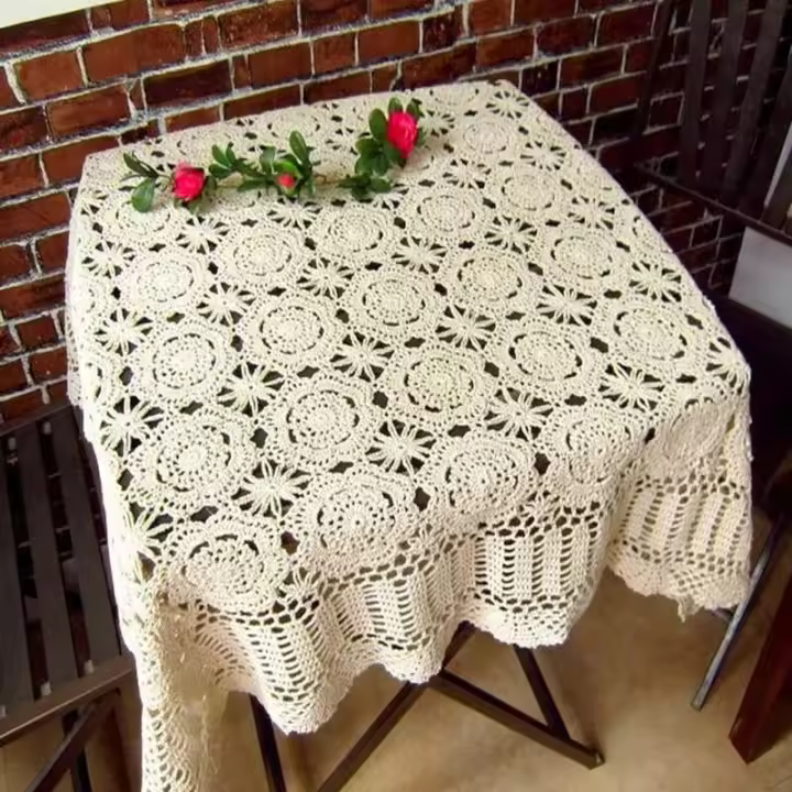 Mesas de corcho ENCE hechas a mano, manteles cuadrados de crochet, varios tamaños a elegir - 1