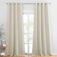 Cortinas opacas de 2 piezas para sala de estar, cortinas aislantes del frío y el calor para dormitorio con pestañas gris claro - details 3