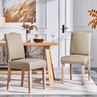 Juego de 4 sillas de comedor con respaldo alto, sillas de cocina, patas de madera maciza, diseño clásico, con botones bronceados, sillones y sillas para salón, asientos tapizados - details 41