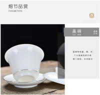Yangzhi Jade para uso doméstico, lleno de cerámica, juego de cubierta para tazón de té Kung Fu, juego de regalo de porcelana blanca Dehua - details 9