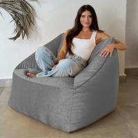 Reposapiés Salon de Lujo - [50x40x30 cm] Sofá Puf de Diseño con Relleno Incluido para Escritorio u Oficina - Taburete Bean Bag Silla Grande en Cuero Sintético Beige - details 32