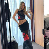 BUNO-Conjunto de 2 piezas de flores de gato extraño para mujer, camisetas sin mangas elegantes y sexis + faldas de cintura alta, ropa de calle ajustada a juego, trajes elásticos - details 12
