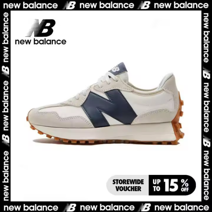 Leten 【100% Original】 Productos de calidad NB 327 Pegatinas de pared deportivas informales blancas y azules para hombres y mujeres - 1