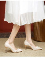 Nuevos y hermosos zapatos de boda de champán francés, nicho de las mujeres, temperamento de alta gama, barra de perlas, zapatos de dama de honor mitzvah, tacones altos. - details 3