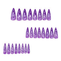 Uñas de Almendra Extra Largas Color Morado con Decoración 3D Ideal para Mancuración de Mujeres, Chicas, Hombres - details 4