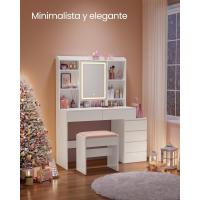 Ajustable, Mesa de Maquillaje con Espejo, Compartimentos Abiertos, Estantes Ajustables, Estación de - details 3