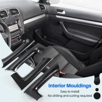 4 Uds pegatinas de coche ABS fibra de carbono grano Interior puerta reposabrazos decoración cubierta para Golf 6 MK6 2009-2013 - details 6