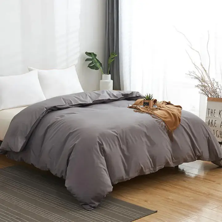 Funda de Edredón de Algodón 100% Sólida con Cierre de Cremallera para Cama King Size Sin Funda de Almohada - 1