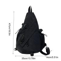 Bolso de pecho de Color sólido para hombre, bolso de hombro de tela Oxford multifuncional de gran capacidad, hombro ajustable, estilo coreano - details 0