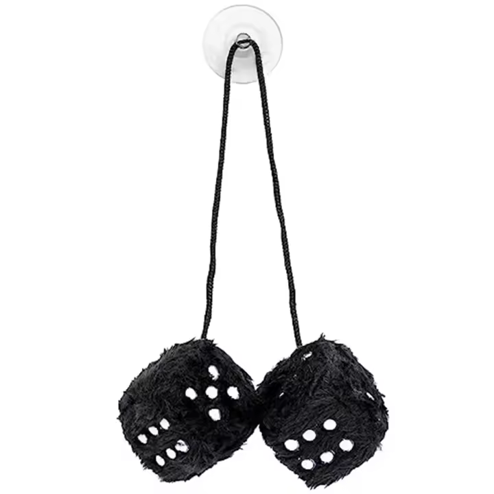 Dados colgantes para espejo de coche, colgante con puntos, decoración de adorno Interior, negro - 1