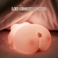 Bonita lámpara LED de silicona con Sensor táctil para niños, luz nocturna de animales, decoración de cabecera, regalo de cumpleaños - details 6