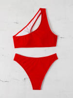 Bikinis negros con Push-Up para mujer, traje de baño de dos piezas recortado con aros, conjunto de Bikini con hombro descubierto, ropa de playa Sexy - details 9