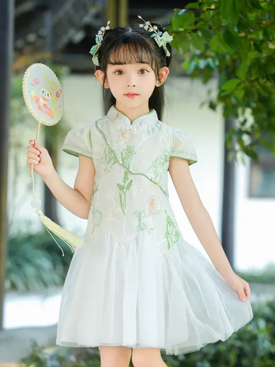 Hanfu para niñas, novedad de verano, falda de princesa nacional, vestido Cheongsam de estilo antiguo de hadas para niños - 1