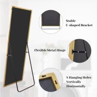 pie grande de 140 x 40 cm, espejo de cuerpo entero con marco de aluminio, para dormitorio, salón y cuarto de baño, dorado - details 4