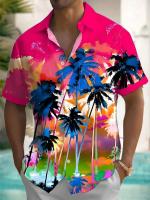 Nueva camisa hawaiana de manga corta con estampado de playa turística, adecuada para caminar por la calle, ocio, primavera y verano. - details 19