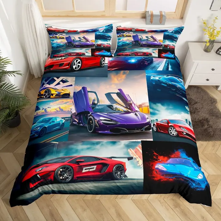 Juego de Cubierta de Edredón de Deportes de Coche Polyester para Niños Tema de Deportes Extremos - 1
