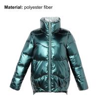 Chaqueta acolchada de algodón brillante para mujer, Chaqueta corta gruesa negra brillante, Parkas de algodón amarillo y rojo, prendas de vestir - details 1
