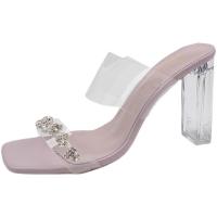 Nuevas sandalias de tacón de cristal transparente con pedrería - details 0