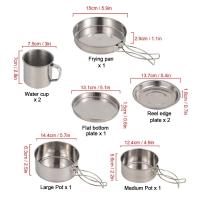 8 Unids/set utensilios de cocina para camping, kit de herramientas desordenado, ollas, tazones y sartenes de acero inoxidable con platos, mochilas, - details 3