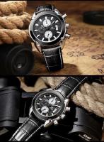 Reloj de Lujo para Hombres Automático, Correa de Cuero, Resistente al Agua, Luminoso, Calendario, Reloj de Cuarzo de Moda - details 7