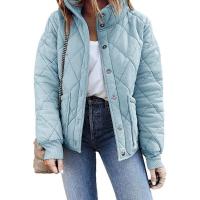 Chaqueta acolchada de manga larga para mujer, abrigo informal de primavera y otoño, Cuello de pie, con bolsillos - details 8