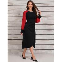 Vestidos de Primavera Otoño 2025 para Mujer Moda Coreana Cuello Redondo Empalmado Vestido de Manga Larga en Promoción - details 1