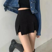 Falda corta con abertura para mujer, traje de oficina, minifalda negra de cintura alta, pantalones cortos de pierna ancha, novedad de verano - details 1