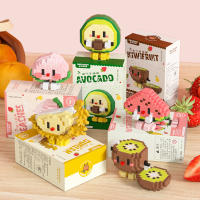 Fruit figurine mini particle trendy play fruit happy food set creative desktop decoration with building blocks - details 3