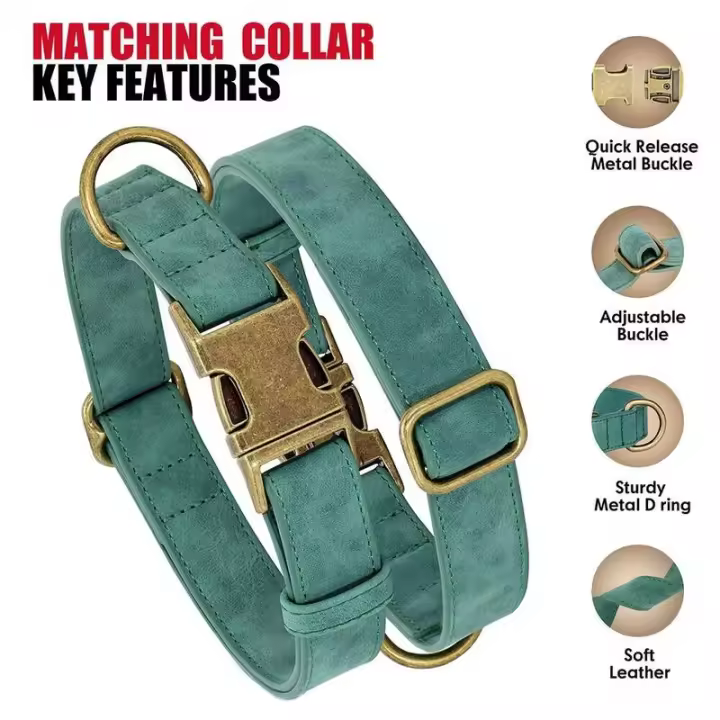 correa ustables cuero PU perro, Collar duradero cuerda de plomo mascotas, suave para perros pequeños, medianos y randes, - 1