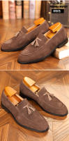 Zapatos de cuero para hombre, estilo británico, con una sola tira, mate, tipo mocasín, para negocios. - details 9
