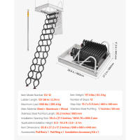 Escalera Retráctil para Ático SucceBuy, Capacidad de 299.37 kg, Compatible con Alturas de Techo de 289.56 a 310.90 cm y Abertura de 100.08 x 69.85 cm, Escalera de Techo Desplegable de Acero Aleado Resistente con Varilla de Tracción para Acceso al Ático - details 11