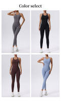 Conjunto de Yoga Deportivo con Cremallera de Cuello Alto Sin Mangas Talla Delgada Cinturón Elástico - details 1