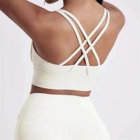 Sujetador deportivo Fiess con espalda cruzada para mujer, Top ajustado de alta resistencia, ropa interior de entrenamiento integral para gimnasio y Yoga con almohadilla para el pecho, Color sólido - details 2