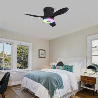 [1 año de garantía] TOMAX Nuevo ventilador inversor Luz Regulación de velocidad de tres velocidades Sala de estar y comedor simple y moderna Luz de ventilador de techo integrada Diseño silencioso Rgb Colorido Color que cambia Control remoto Modelo Ventas - details 7