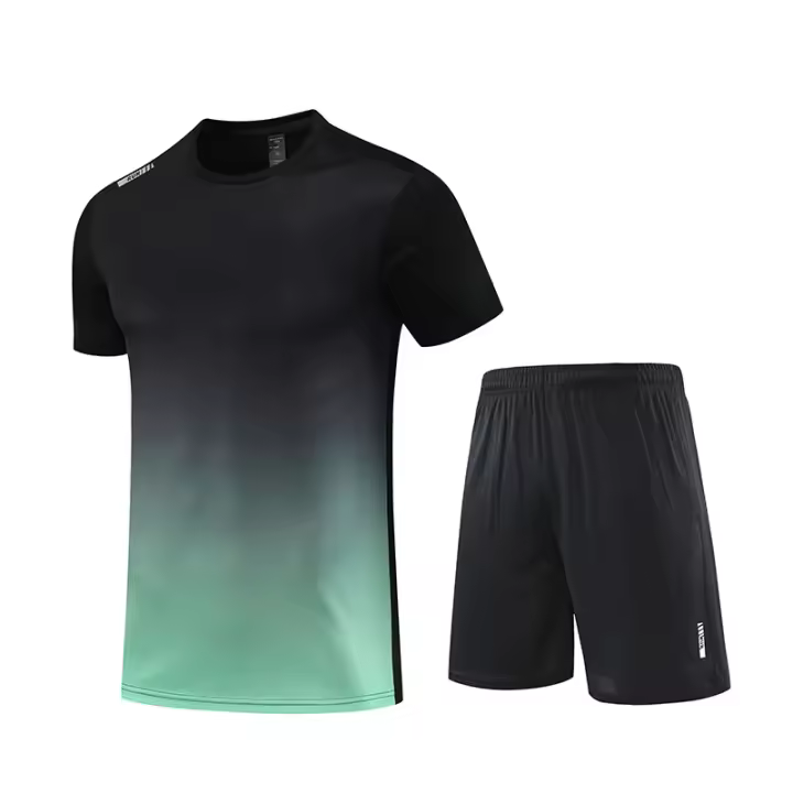 "Traje deportivo de verano para hombre con degradado: camisa de manga corta y pantalones cortos, ropa deportiva" - 1