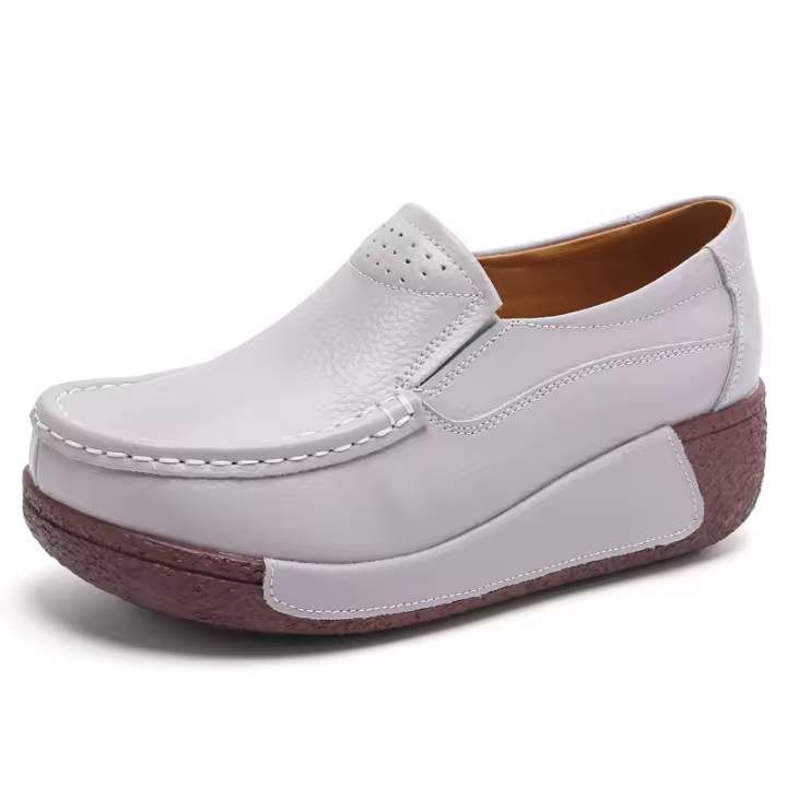 Mocasines de plataforma para mujer, zapatos suaves y gruesos cómodos con cuña sin cordones - 1