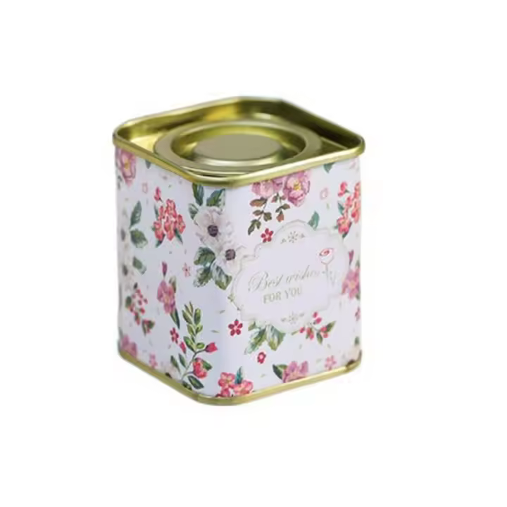 Caja de lata decorativa para té, lata de té de Metal pequeña cuadrada, té portátil sellado - 1