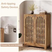 6 niveles con puertas de láminas, 24 pares de zapateros de granja con estantes ajustables, estante organizador de madera para entrada, pasillo, salón (marrón) - details 5