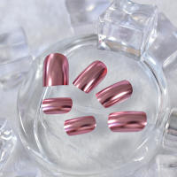 Uñas Postizas Metálicas Rosa Plateado Chrome Punk De Tamaño Medio Corto 24pcs Conjunto De Acrylic Manicure Art Tips Fáciles De Poner Y Quitar - details 4