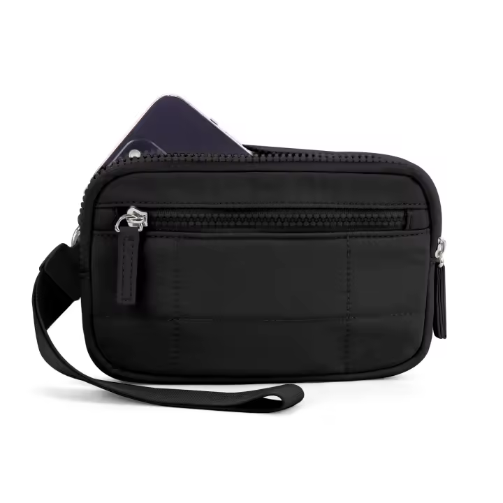 Cartera acolchada de nailon para mujer, bolso deportivo de Yoga con 3 cremalleras, tarjetero de viaje multifunción - 1