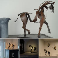 Escultura de caballo de Metal LED, escultura de Animal, decoración del hogar, restaurante, regalo de inauguración de la casa - details 6