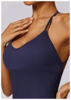 Mono de Yoga para Mujer Kailuoka Sexy Fitness Romper Sin Mangas y Espalda Disfraz Deportivo Corto en Color Sólido para Otoño e Invierno Material Exterior de Nylon - details 18