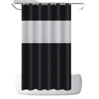 Cortina de Ducha de Diseño a Rayas Grises Tela Resistente Lavable para Baño 180 x 180 cm - details 0